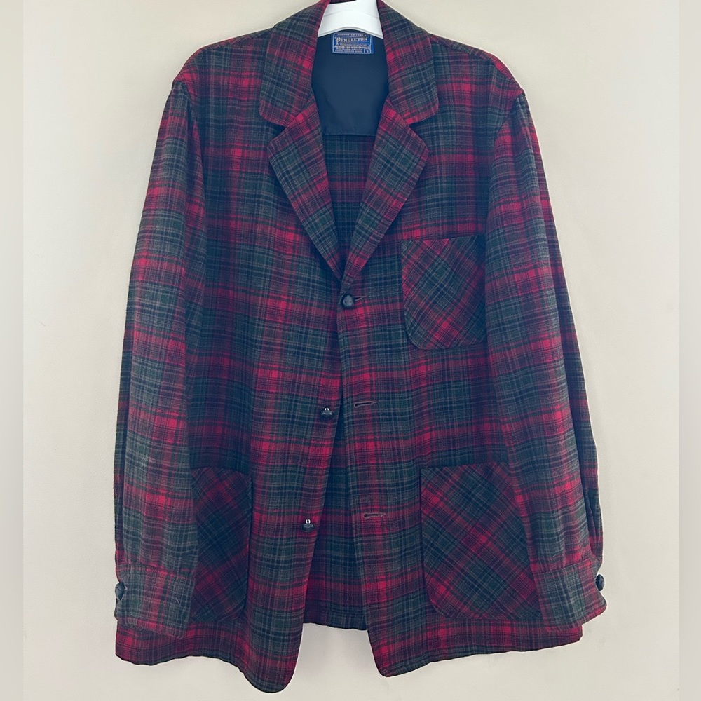 Pendleton Red and Black Woolen Oversized Jacket